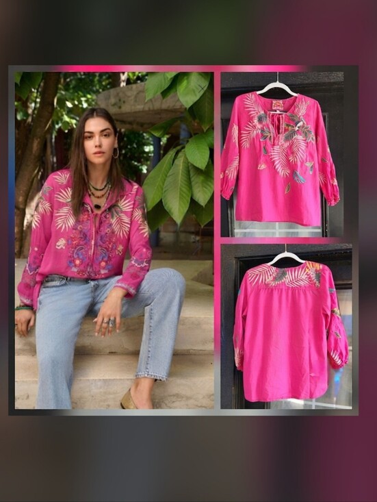Johnny Was Tops - JOHNNY WAS Embroidered Botanical Blouse